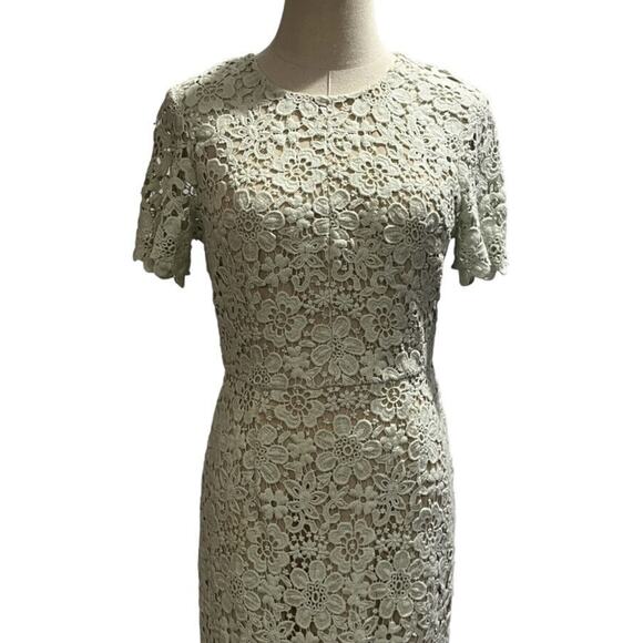 Shoshanna Mint Green‎ Beaux Guipure Lace Knee Length Sheath Dress Sz 4 - Picture 5 of 14